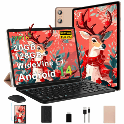Biegedy Tablet 10 Zoll Android 14 Octa-Core,Tablet PC 20 GB RAM+128 GB ROM (TF1 TB),5G WLAN 6丨Widevine L1丨GMS丨6000mAh丨5MP+8MP丨Bluetooth 5.0丨1280 * 800丨Tablet mit Tastatur Maus Gold