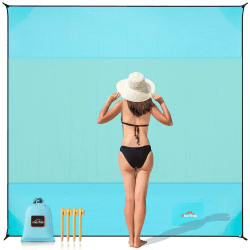 AnorTrek Stranddecke sandfrei, extra großes wasserdichtes Strandtuch,200 x 200 cm,sandfreie Stranddecke schnell trocknend, leicht, weich und langlebig, für Strand, Camping, Picknick, Garten