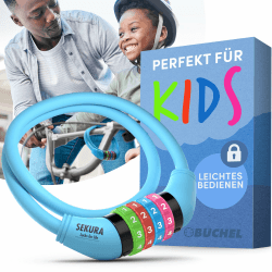 Büchel Fahrradschloss Kinder I Farbenfroh und ohne Schlüssel I Zahlenschloss fahrrad, fahrrad zubehör kinder, kinder fahrradschloss fahrradzubehör kinder