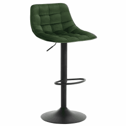 WOLTU 1x Barhocker BH273dgn-1 Barstuhl Tresenhocker Bistrohocker Designer Hocker mit Rückenlehne, aus Samt und Metall, höhenverstellbar drehbar, Dunkelgrün