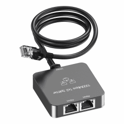 Uzifhdhi LAN Splitter 1 auf 2 mit Ethernet Kabel, Gigabit LAN Switch 2 Port 1000Mbps Ethernet Splitter für Computer, TV, Hub, Switch, Router, Set-Top Box,et. Grau