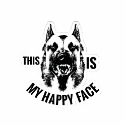 Autoaufkleber Belgische Malinois Aufkleber 18cm(7.1 Inch) Belgische Malinois Warnschild Aufkleber Belgische Schäferhund This Is My Happy Face Warning Sign Sticker Stoßstange Heckscheibe Lustig Dekor