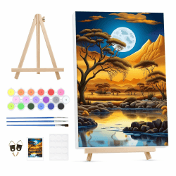 GHHKUD Malen Nach Zahlen Erwachsene, DIY Handgemalt Ölgemälde Kit für Anfänger und Erwachsene Mit Rahmen & Holzstaffelei und Acrylfarbe Landschaften Malen nach Zahlen Als Geschenk-20X30cm