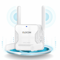 QLOCOM 2025 Neuestes AX1500 WiFi 6 WLAN Verstärker Repeater, Dualband 5.8GHz & 2.4GHz WiFi Booster mit Ethernet Port, Einfache Einrichtung, kompatibel zu Allen WLAN Geräten