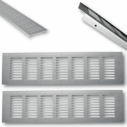 Euro Tische Aluminium Lüftungsgitter Set 30 x 8 cm - Türlüftung Paarweise in 300mm - Ideale Belüftung für Küche, Bad, Toilette - Insektenschutz Stegblech Belüftungsgitter Abluftgitter