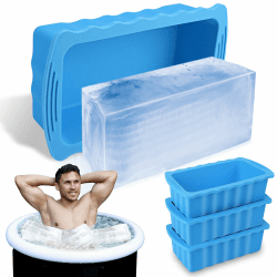 Hydream 4Stück 1,36kg Eiswürfelform, Dicke Silikon Große Eiswürfelformen Eiswürfelschalen Wiederverwendbare Ice Cube für Eisbad Tonne Badewanne Eisbadewanne Kalte Tauchbecken Kühler Ice Bath Tub -Blau