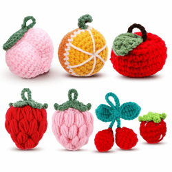 ANBOOR 7 Stück süße Häkelpuppe, Obst, Häkelpuppe, weiche Wolle, Stricken Wolle Puppe, Dekoration, Ermutigung, Geburtstagsgeschenke für Freundinnen, Frauen, Raumdekoration,Strickspielzeug