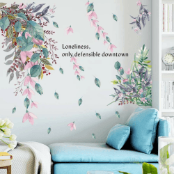 WandSticker4U®- Aquarell Wandtattoo BLÄTTER REGEN bunt I Wandbilder: 107x101 cm I Wandsticker Kinder Pflanze Blüte Blumen Aufkleber I Wand Deko für Kinderzimmer Schlafzimmer Küche Bad Flur
