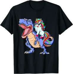 Unicorn Riding T Rex Dinosaurier Magisches Einhornteam Regenbogen T-Shirt