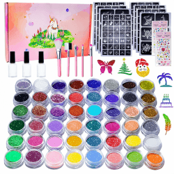 Stutfree 48 Farben Glitzer Tattoo Set Kinder, Temporäre Glitzertattoos Mädchen, Glitzer Tattoo Set Mädchen, Tattoo Kinder Glitzer Make Up Kit für Karneval Geburtstag Partys Geschenk