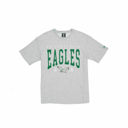 PHILADELPHIA EAGLES Unisex NFL Oversized T-Shirt Satin Applique Patch Logo Heather Gray T-Shirt