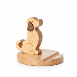 Bounabay Handy-Halterung, Schreibtischdekoration, Holz-Telefonständer, Tier-Handy-Ständer, Neuheit, Schreibtisch-Telefonständer, für universelle Handys kompatibel (Golden Retriever)