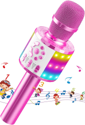 MicQutr Bluetooth Mikrofon Karaoke, Drahtloses LED Karaoke Mikrofon mit Lautsprecher Tonaufnahme für Party Podcast Familie, Kompatibel mit Android IOS PC - Geschenke für Erwachsene und Kinder