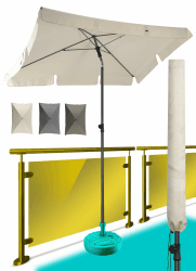 Menz Sonnenschirm, inkl. Sonnenschirmhülle - UPF 50+ Sonnenschirm rechteckig 200 x 125 cm, Sonnenschutz Balkon, Balkon-Schirm in Beige