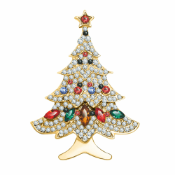 KristLand Vintage Kristall Weihnachtsbaum Brosche Pin Retro Brosche Schal Anzug Geburtstag Weihnachten Party Geschenk für Frauen Männer