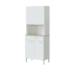 Dmora - Großer Mehrzweckschrank Chandler, Küchenhilfsschrank, Sideboard mit 4 Türen und 1 Schublade, Offener Kleiderschrank, 72x40h186 cm, Weiß und Eiche