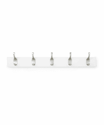 Amazon Basics - Rechteckig Holz Wandgarderobe - 5 Moderne Haken, 57 cm, Weiß