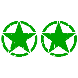 Destroyed Military Star Aufkleber US Army – Shapes Kit Pack – 2 Stück – 4x4 Offroad Auto Motorrad – verschiedene Größen 5 10 15 20 25 30 cm – Made in Italy (30 cm, Grün) 30 cm Grün