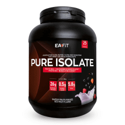 EAFIT Pure Isolate Rote Früchte - 750 g - 3 Gourmet-Geschmacksrichtungen - Proteine - zucker- und fettarm - Muskelaufbau - kalte Mikrofiltration - 6,9 g BCAA - von Sportlern bestätigt - Anti-Doping-Zertifizierung - französische Marke