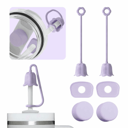Nearockle 6 Stk Blumen Silikon Strohhalm Abdeckung Auslaufschutz, Kompatibel für Stanley Cup Becher 1,2l und 850 ml Tumbler FlowState Dichtung Verschluss Zubehör (Lila)