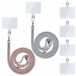 Handykette Universal, Handy Lanyard, Universelles Handy um den Hals hängend mit Pad Handy Lanyard, verstellbar und abnehmbar. (2Roségold+glänzendes Silber)