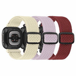 DKGKOO (3er Pack) Armband Kompatibel mit Fitbit Versa 3/Versa 4/ Sense/Sense 2 Nylon Armband, Weiches Verstellbares Geflochtenes Ersatz-Sportband, Elastisches Nylon-Uhrenarmband Frauen und Männer