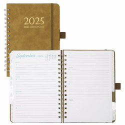 Kalender 2025 Buchkalender Softcover mit PU-Leder (ca. 21.5 x 15.5 cm), Wochenplaner 2025 Terminkalender Planer 2025, 12-Monate-Terminplaner (Jan.2025-Dez.2025) 1 Woche 2 Seite, Braun