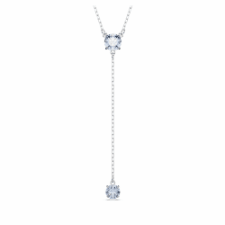 Swarovski Attract Y-Halskette, Blaue, Rhodinierte Kette mit Anhänger und Strahlenden Swarovski Kristallen im Rundschliff