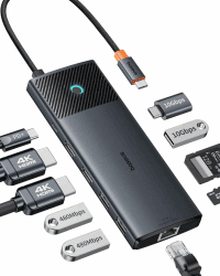 Baseus 10-in-1 Docking Station USB C 10 Gbps Up to 4K@120 Hz, USB C Hub mit 2 HDMI, 2X USB-C und 3X USB-A, Gigabit Ethernet, SD/TF und 100W Power Delivery für MacBook/Dell/HP/Lenovo und mehr PC