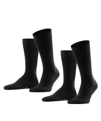 FALKE Herren Happy 2-Pack Socken atmungsaktive Baumwolle verstärkte langlebige Herrensocken ein Allrounder für Business und Alltag Baumwollstrümpfe einfarbig im Multipack 2 Paar