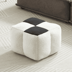 Louis Donné Pouf Sitzhocker Sitzpuff 47 * 43 * 35 cm Quadratisch Sitzpouf Bodenkissen Fußhocker Innenbereich Sitzkissen Kuschelig & Weich Stoff Mit Schwamm Füllung (Schwarz und Weiß)
