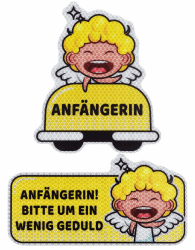 Wukong Auto Aufkleber, Zwei Reflektierend Fahranfänger Magnetschild (20x8cm+14x16cm), Fahranfänger Schild Auto, Hochgradig Magnetisch, Langlebig - Engel