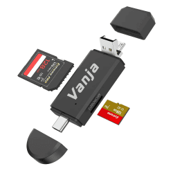 Vanja SD/Micro SD Kartenleser, USB 2.0/Micro USB und USB Type C OTG Adapter für SDXC, SDHC, SD, MMC, RS-MMC, Micro SDXC, Micro SD, Micro SDHC und UHS-I Karten
