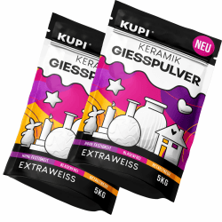 KUPI 2x5kg Gips zum Gießen Lufthärtend & Geruchlos | Keramik Gießpulver Weiß | Gießmasse für Silikonformen | Reliefgießpulver zum Basteln Modellieren Strukturieren