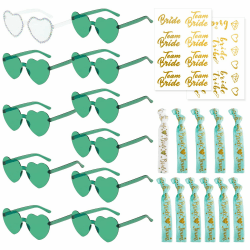 24 Stück JGA Accessoires Frauen Herz Sonnenbrille Sonnenbrille Herz Team Bride JGA Armbänder Frauen Team Bride Armbänder JGA Armbänder Brautbrille Braut Tattoo Aufkleber für Hochzeit Zubehör