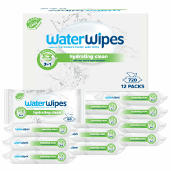 WaterWipes Feuchtigkeitsspendende, säubernde Baby-Feuchttücher, 720 Tücher (12 Packungen), mit 99% Wasser & Aloe Vera Extrakt, Feuchttücher für Gesicht & Körper