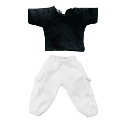 niannyyhouse T-Shirt + Hose, 2-teiliges Set, Camouflage-Overall, einfarbig, T-Shirt 1/12, BJD OB11 Puppe, 11 cm, Körperfigur-Zubehör (weiß)