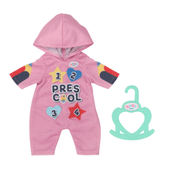 BABY born Kindergarten Einteiler mit Badges, rosa Puppenoverall mit farbigen Aufnähern und Kapuze für 36 cm Puppen, 833537 Zapf Creation