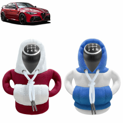 SXCCNW Schalthebel Hoodie, 2 Stück Auto Schaltknauf Abdeckung, Auto Schaltknauf Hoodie Schalthebel Auto Schaltknauf überzug für Auto Schalthebel Dekoration Zubehör 15 x 13 cm Rot Weiß