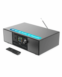 Internetradio mit CD Player & Bluetooth | 120W 2.1 Stereo DAB Radio mit Eingebauter Subwoofer | Internetradio WLAN mit Spotify Connect, Podcasts, FM | Farbdisplay | Majority Quadriga Internet Radio