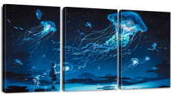 Sungeek 3 Teilig Leinwandbilder mit Holzrahme, Leinwanddruck Bilder 30 x 40 cm, Moderne Wandbilder Kunstdruck Wand Dekoration für Wohnzimmer Schlafzimmer Home Büro Esszimmer (Meer der Träume)