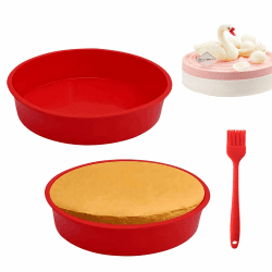YHSKJCD 2 Stück Silikon Kuchenform Rund, 20cm Rund Schichtkuchen Backform, Antihaft Silikon Tortenform Wiederverwendbare für Schichtkuchen, Käsekuchen, Regenbogenkuchen und Brote