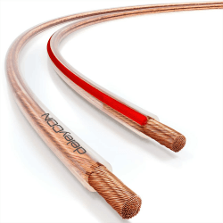 deleyCON 20m Lautsprecherkabel 2x 2,5 mm² - reines Kupfer - OFC Speaker Cable Kabel - Audio Boxenkabel für HiFi Lautsprecher & Surround - Polaritätskennzeichnung - Transparent