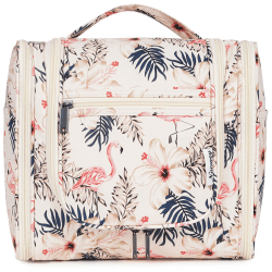 Narwey Groß Kulturbeutel Damen & Herren - Gross Kulturtasche Zum Aufhängen, Kinder Kosmetiktasche - Waschtasche für Mädchen (Beiger Flamingo (Groß)) A-beiger Flamingo L