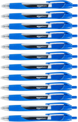 Amazon Basics - Druckgelschreiber, feine Spitze, 12 Stück, Blau
