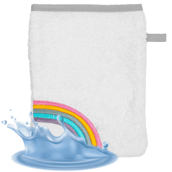 Smithy Waschlappen Baby Regenbogen Wolke | 100% Baumwolle Frottee | Waschhandschuh Kinder | Jungen & Mädchen | Geschenk zur Geburt | Weiss