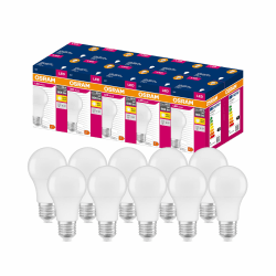 OSRAM LED Aktions Lampe mit E27 Sockel, Warmweiss (2700K), 8,50W, Ersatz für 60W-Glühbirne, matt, LED VALUE CLASSIC A , 10er-Pack