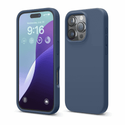 elago Premium Liquid Silikon Hülle Kompatibel mit iPhone 16 Pro Hülle, Ganzkörper Handyhülle, Stoßfest, Schlanke Handyhülle, Kratzfester weicher Mikrofaser-Innenfutter, 6.3 Zoll (Dunkelblau)