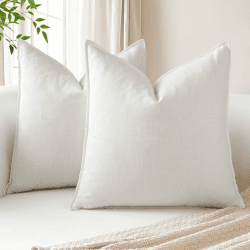 Sungeek 2er Set Ramie Kissenbezüge, Dekorativ Bauernhaus Zierkissenbezüge Boho-Akzent Kissenbezug Dekokissen Couchkissen Deko Bezug Kissenhülle für Sofa Schlafzimmer Wohnzimmer (Weiß, 50x50 cm)