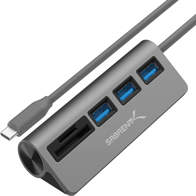 SABRENT USB C Adapter, USB C 3.2 Gen1 hub, USB verteiler mehrfach, USB c verlängerung Docking Station mit | 3 USB-C 3.0 HUB | SD/Micro SD kartenleser, für PS5, Gaming PC, USB Stick, MacBook (HB-U3CR)